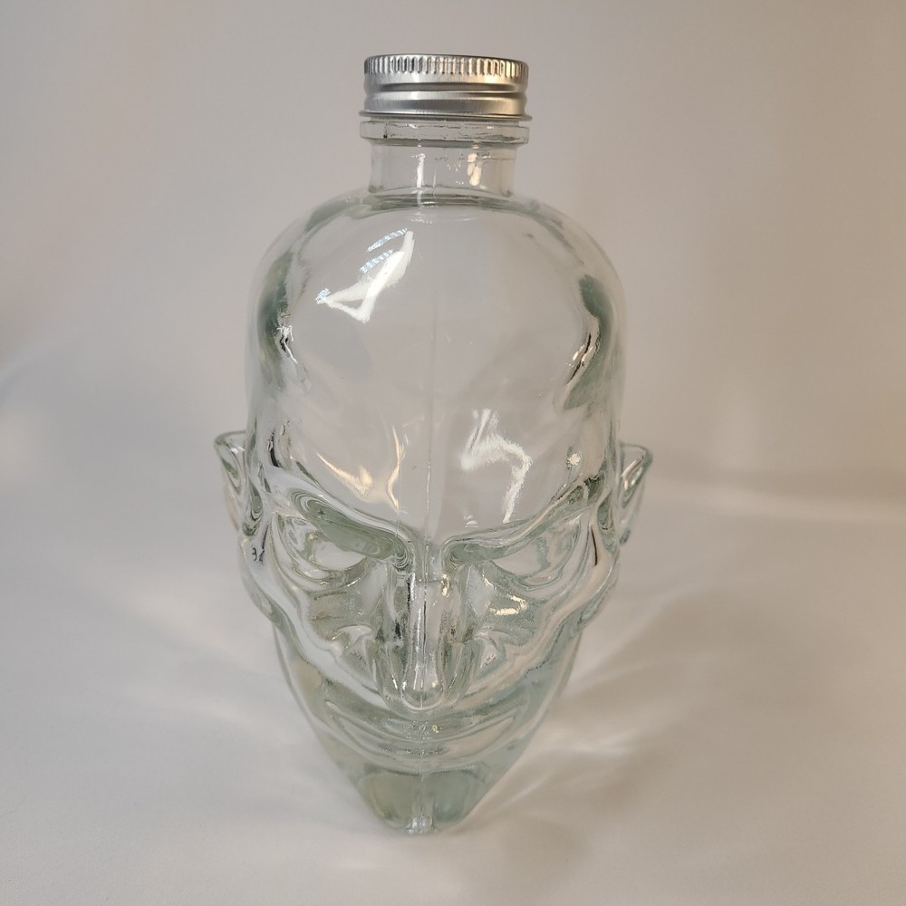Clear Glass Demon Devil Head Bottle