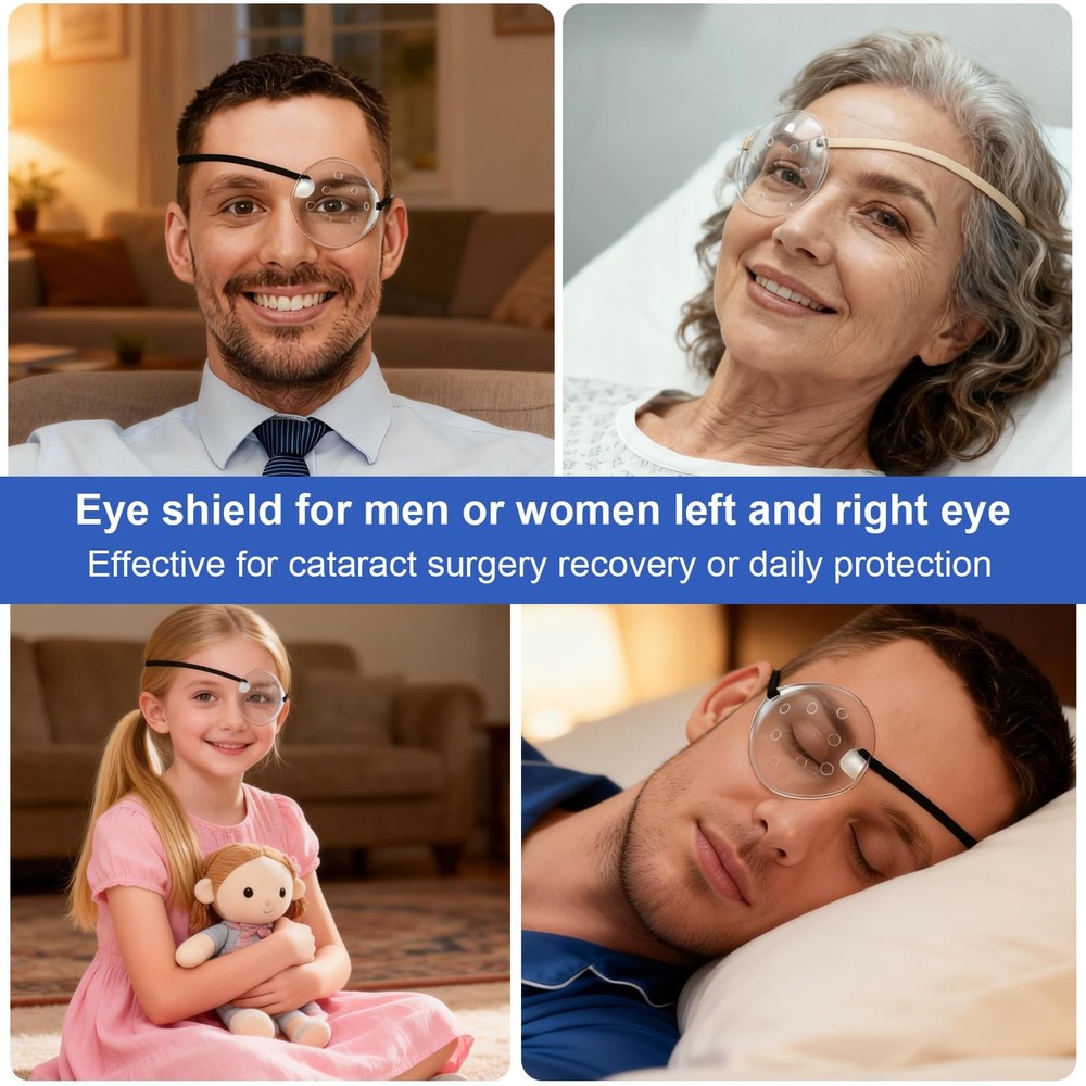 2Pcs Eye Shield After Cataract Surgery,Clear Eye Protector with Adjustable St...