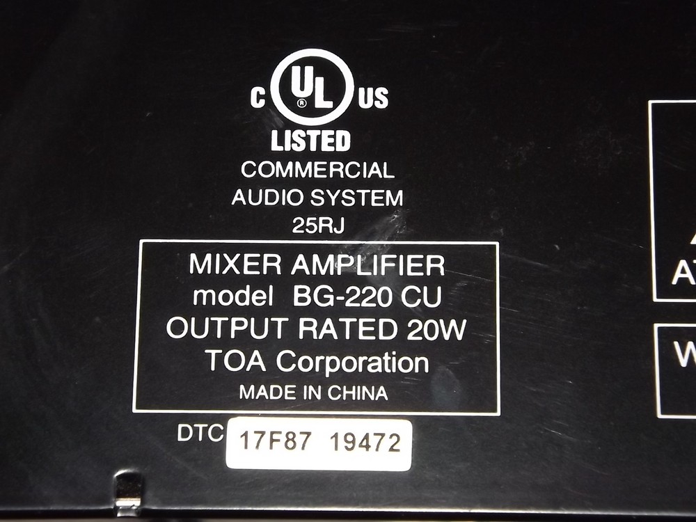 TOA BG-220 Mixer Amplifier