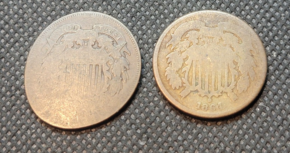 2 1864 TWO CENT PIECES L1963