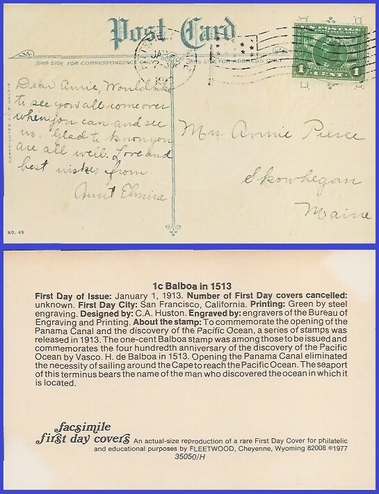 USA5 # 397 ADDR FACSIMILE FDC   Panama-Pacific Issue