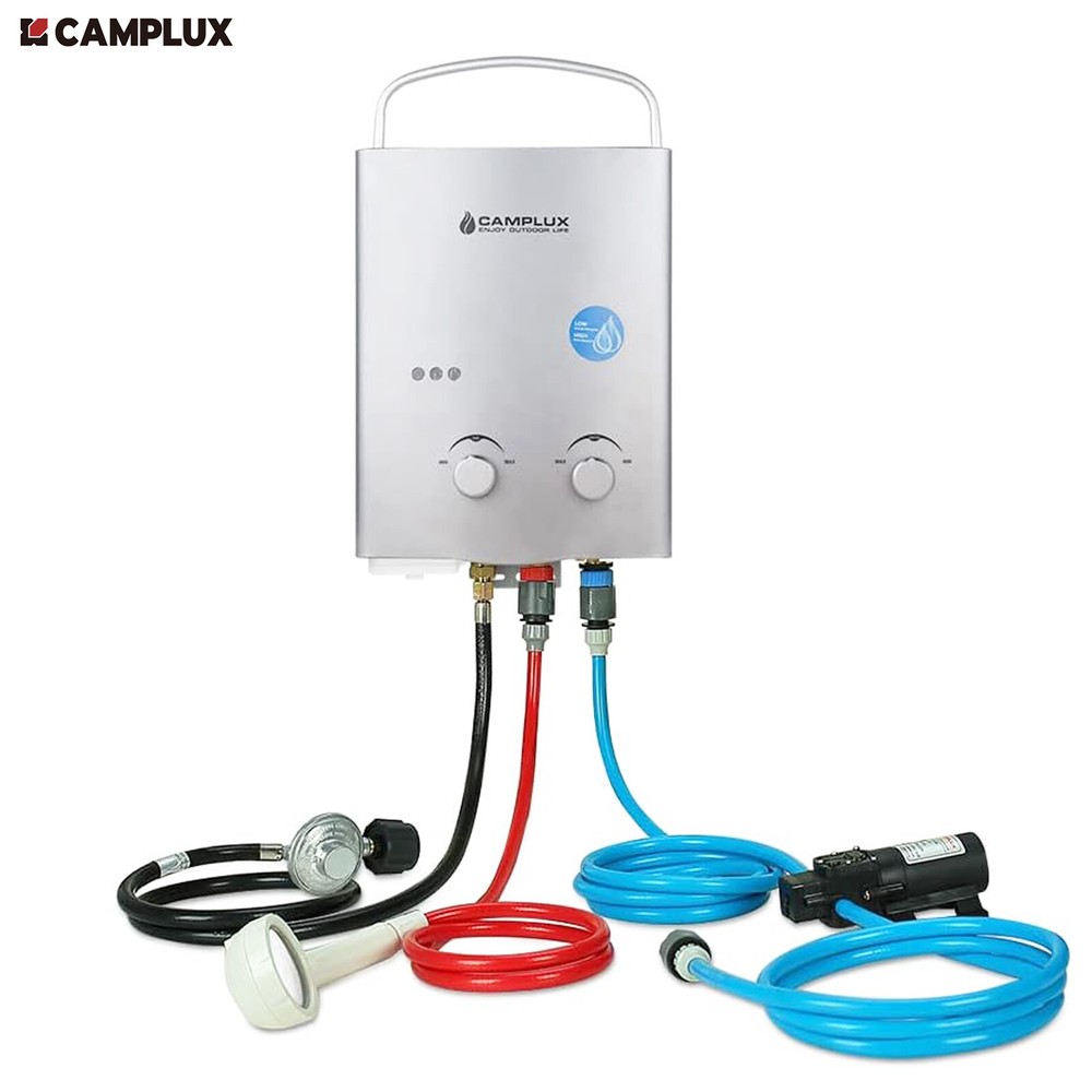 CAMPLUX 1.32GPM Portable Gas Water Heater w/Pump Kit Instant Hot Shower Outdoor
