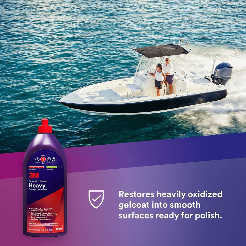 3M Perfect-It Gelcoat Heavy Cutting Compound, 1 Quart – Fast Quart, White