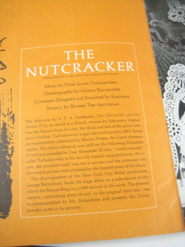 The Nutcracker Ballet Program New York City Bertall 1960 George Balachine