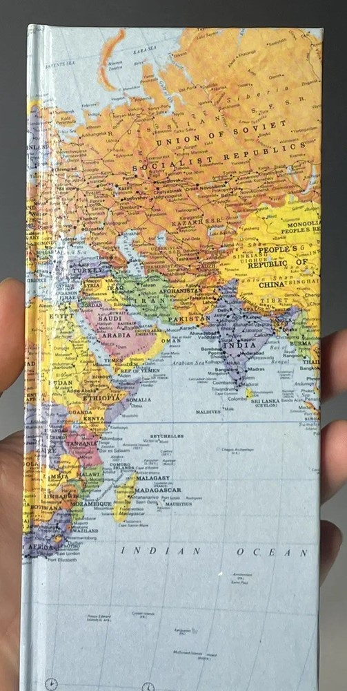 Vintage Telepone Number Email Book World Map Unused Notepad Notes