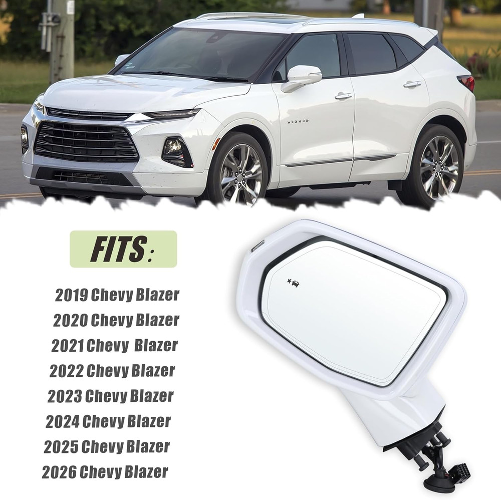Left Driver Side Mirror Compatible with 2019-2026 Chevy Blazer with Manual Foldi