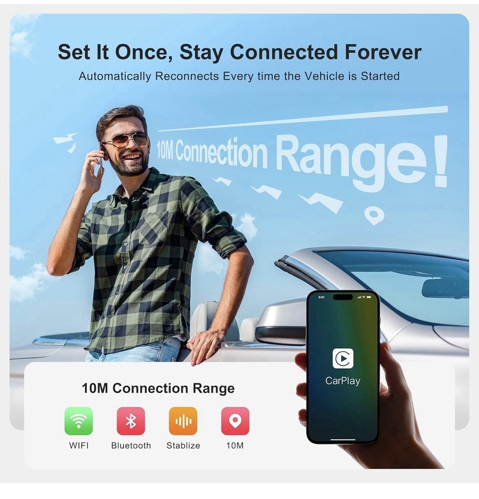 Wireless Carplay Adapter Compatible With Android Auto And Carplay. 4K