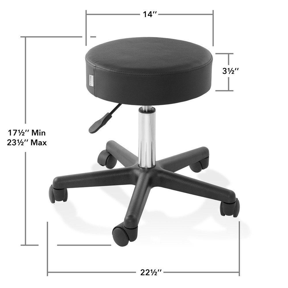 OPEN BOX - Rolling Hydraulic Salon Stool with Adjustable Swivel - Black