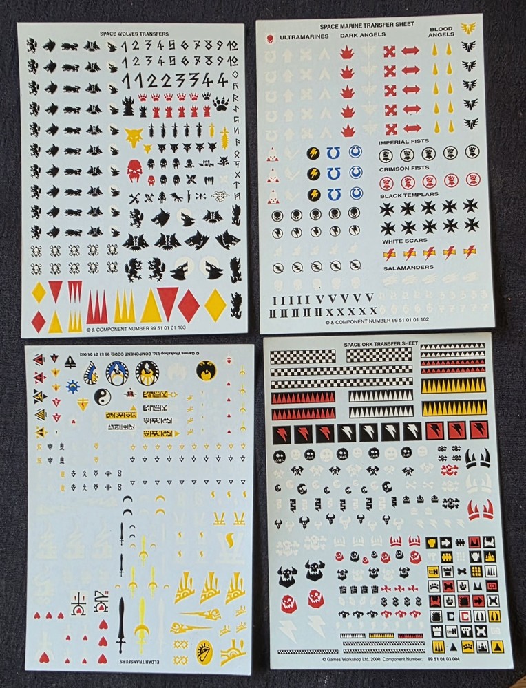 Warhammer 40k Decal Transfer Sheets x 4