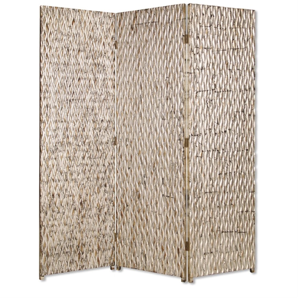 63 X 72 Silver Wood 3 Panel  Screen