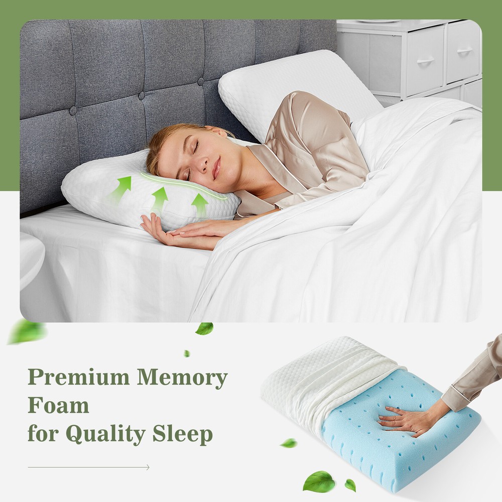 24" x 16" Size Memory Foam Pillow Side Sleeper, Removable Machine Washable Cover