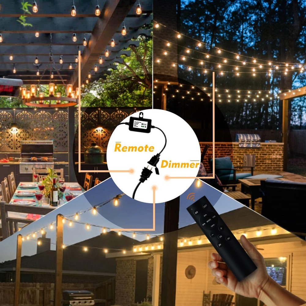 120W(Max) Remote Dimmer Timer Function Plug in for All Outdoor String Lights,...