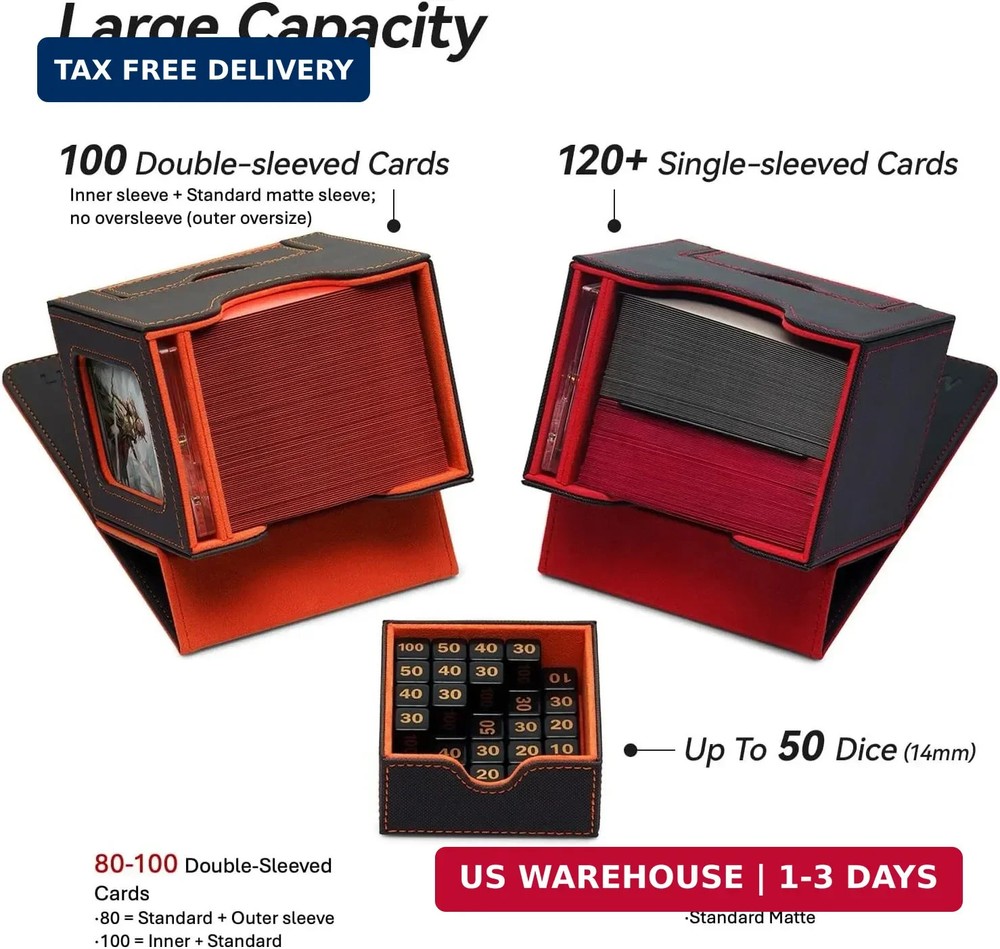 Mage Tech Card Deck Box for MTG Commander - Patented Design, Commander Display,