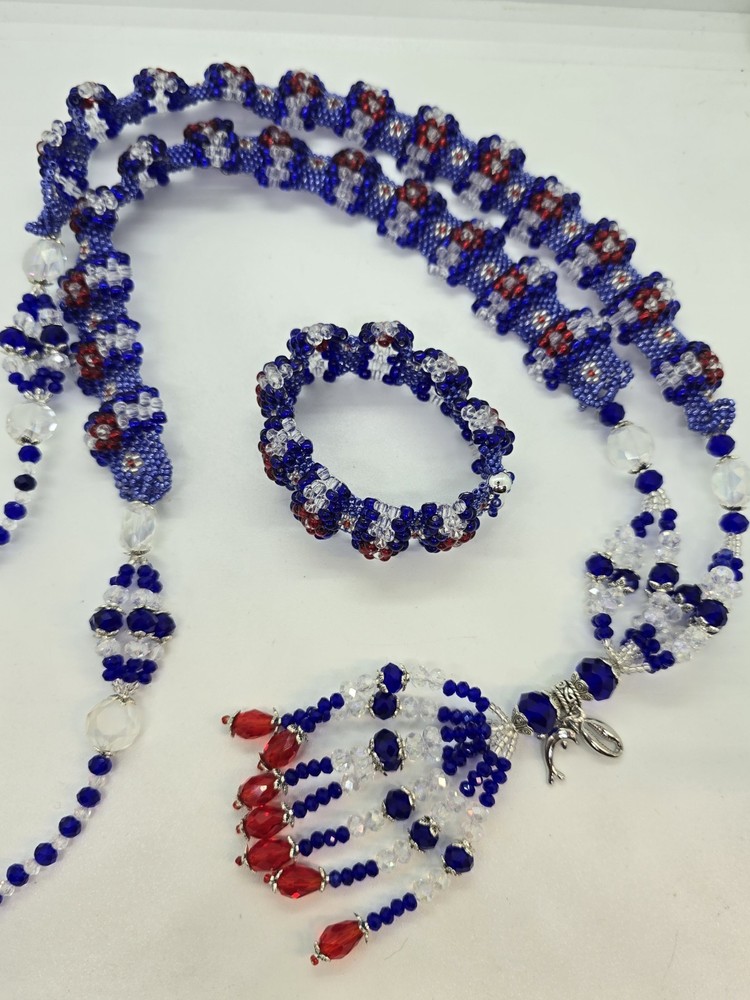 Set de collar e idde YEMAYA OKUTE Deluxe Tejido