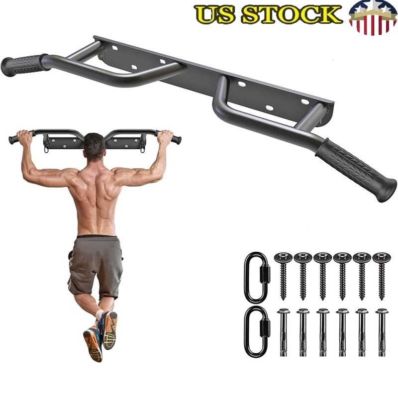 Heavy Duty Wall Mount Pull Up Bar Multi Grip Support 440lbs Easy Install New