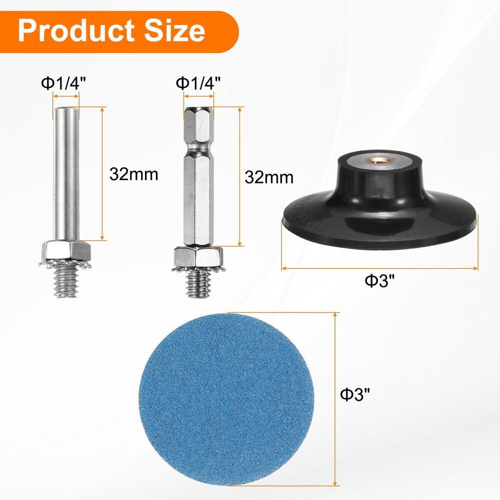 53pcs Quick Change Discs Set 3" Roll Lock Sanding Discs P60 with Disc Holder