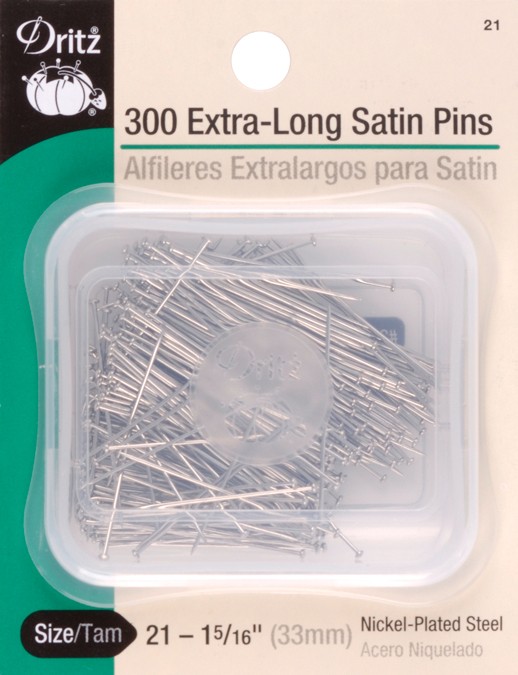 Dritz 21 Extra Long Satin Pins-Size 21 300/Pkg