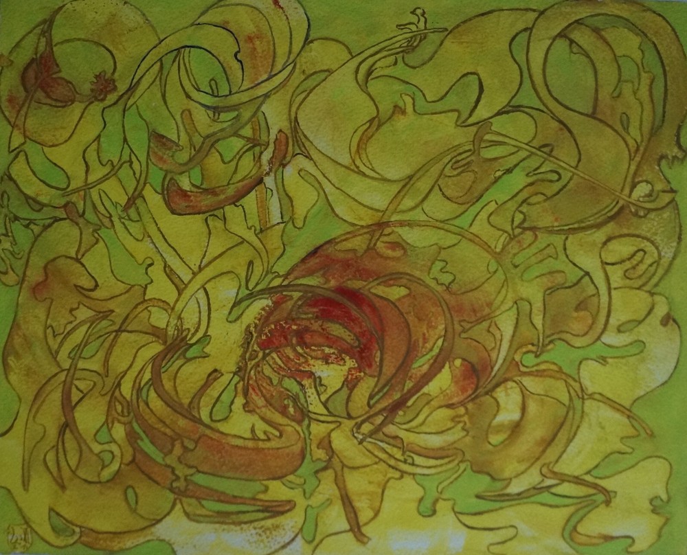 Drawing Gouache Abstract Composition Signed G. VON DER LOO (1911/1996) (H)