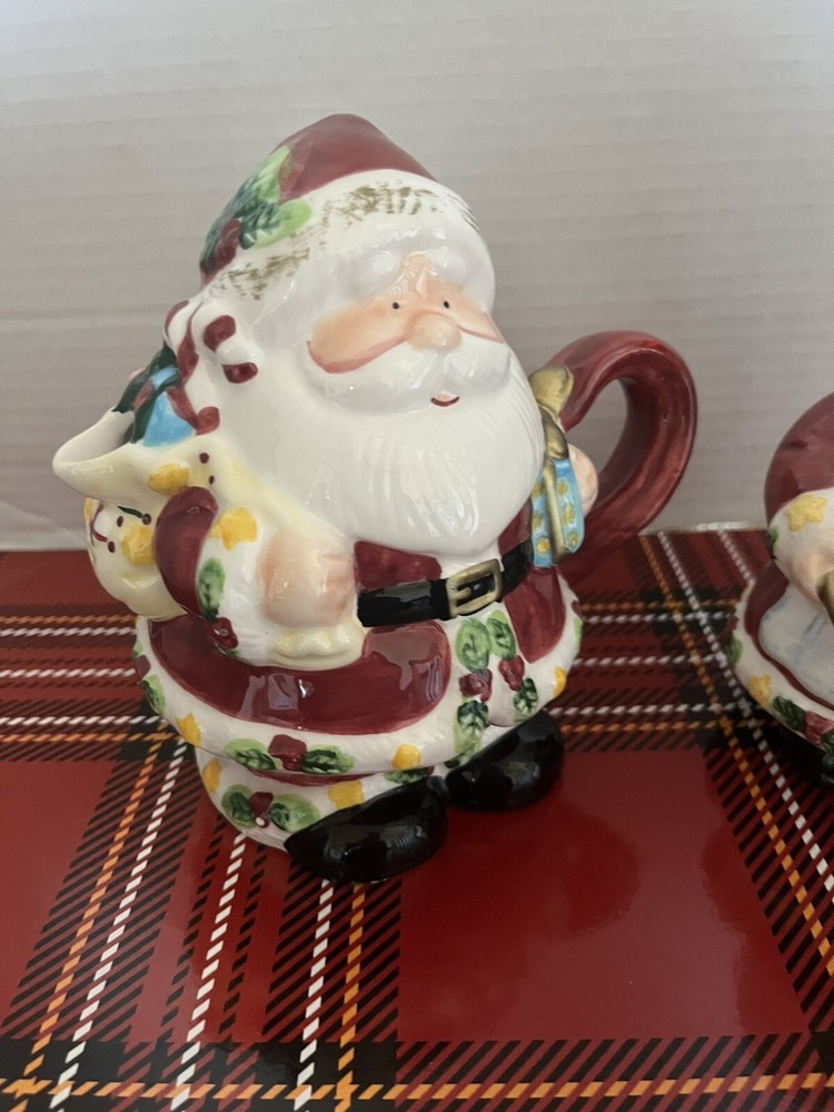 Vtg/Mr/Mrs Claus/sugar/creamer/Ceramic /6”/spoon Missing/mint