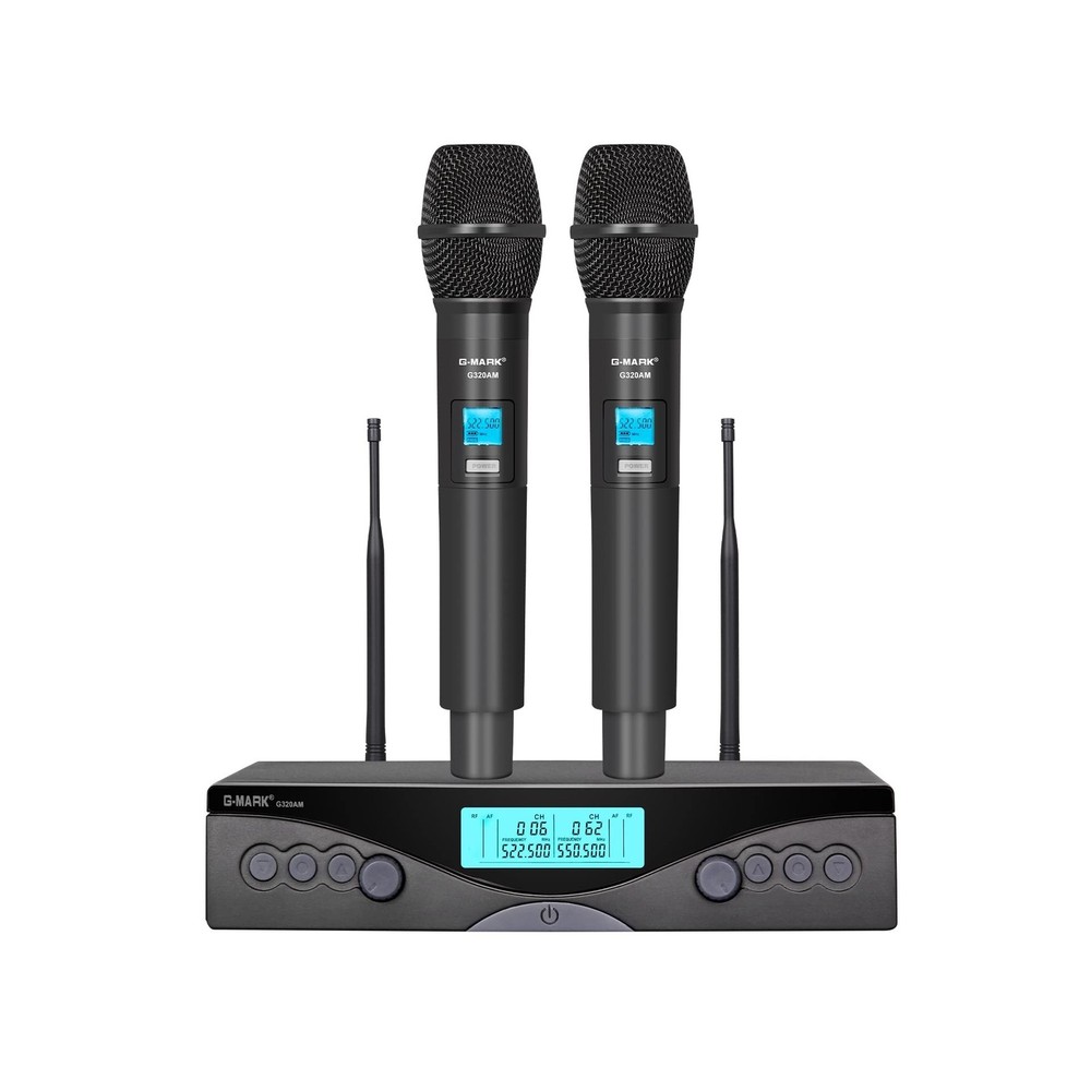 G-MARK Wireless Microphone System, Professional UHF Dual Channel Ha... Fast Ship