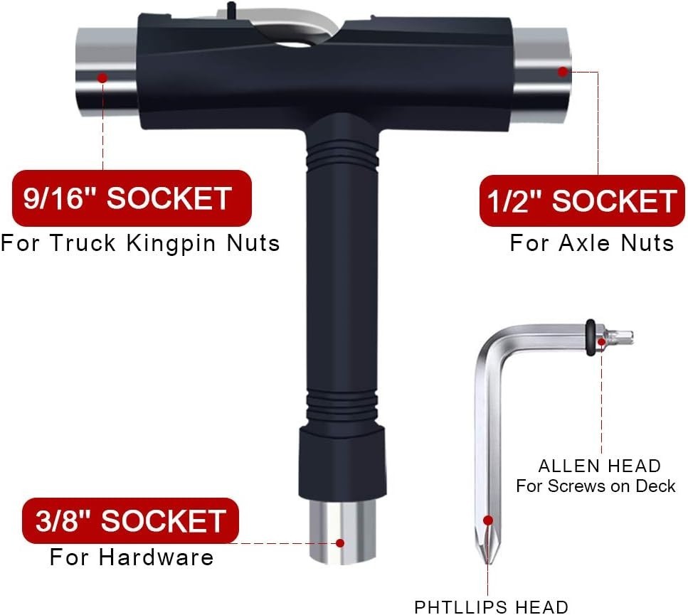 Versatile Skateboard Tool with Screws - Adjustable for Wheels & Trucks - Unisex