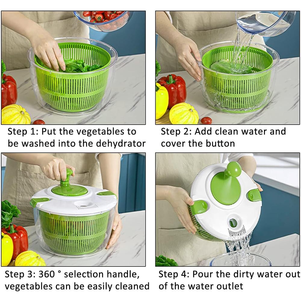 5l Large Salad Spinner – Vegetable Washer, Dryer & Strainer