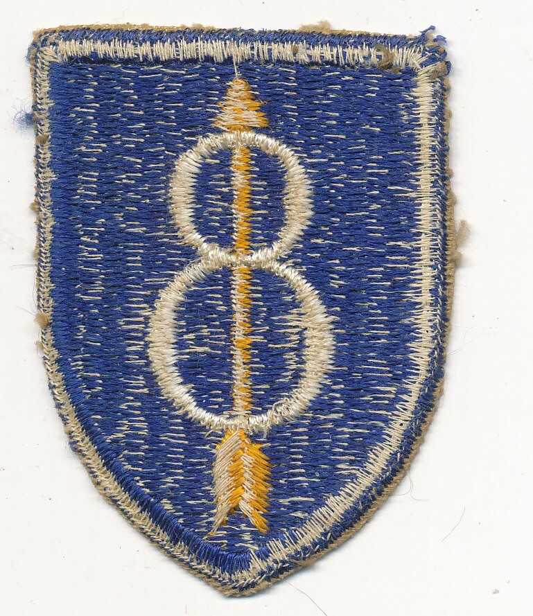 8th Infantry Division patch flat top variation real WWII make