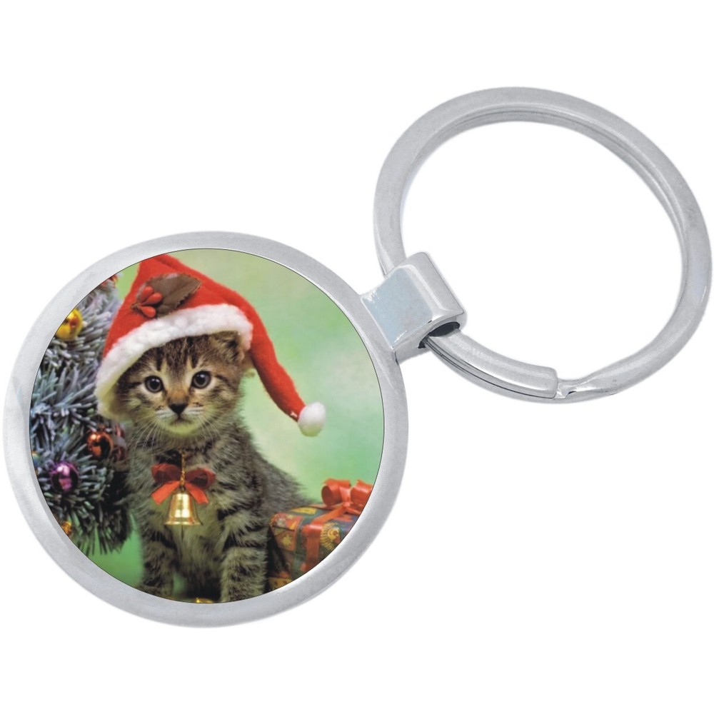 Christmas Kitty Keychain - Includes 1.25 Inch Loop for Keys or Backpack