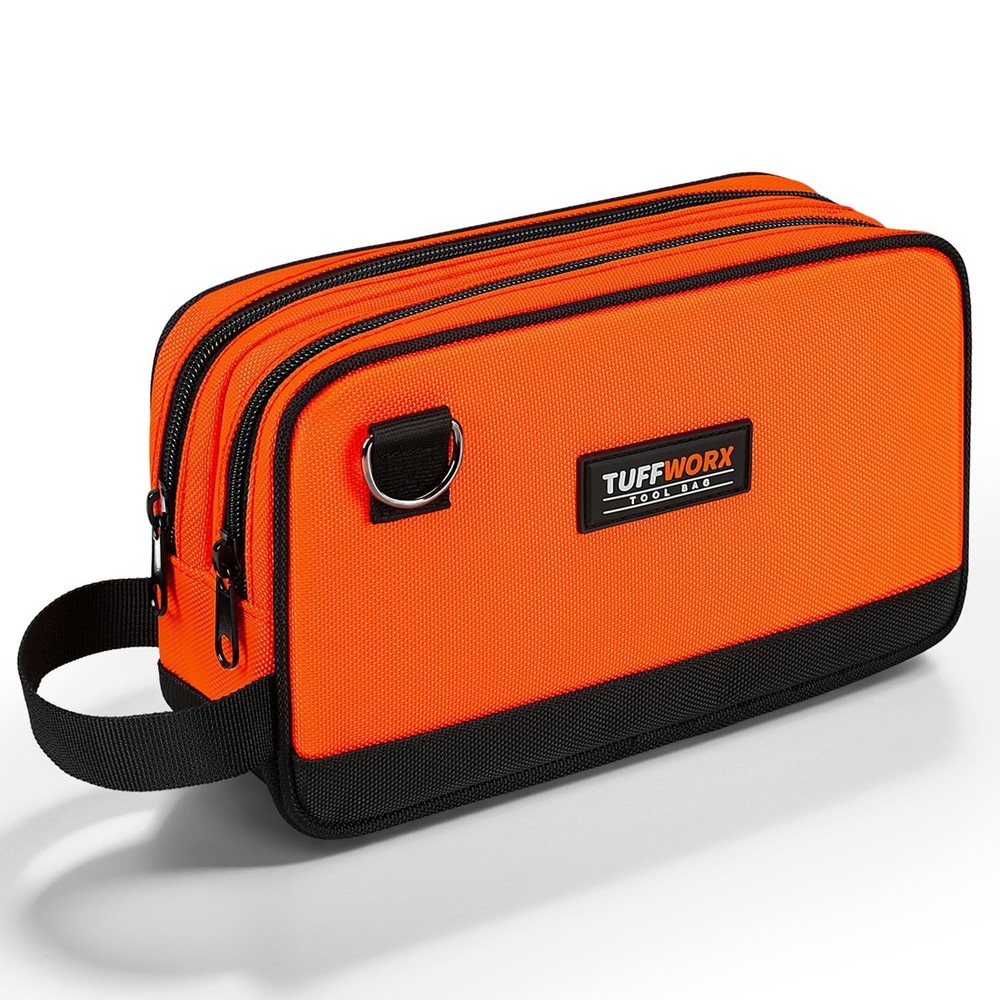 Tool Bag, Dual Compartment Storage Pouch (Orange) Orange