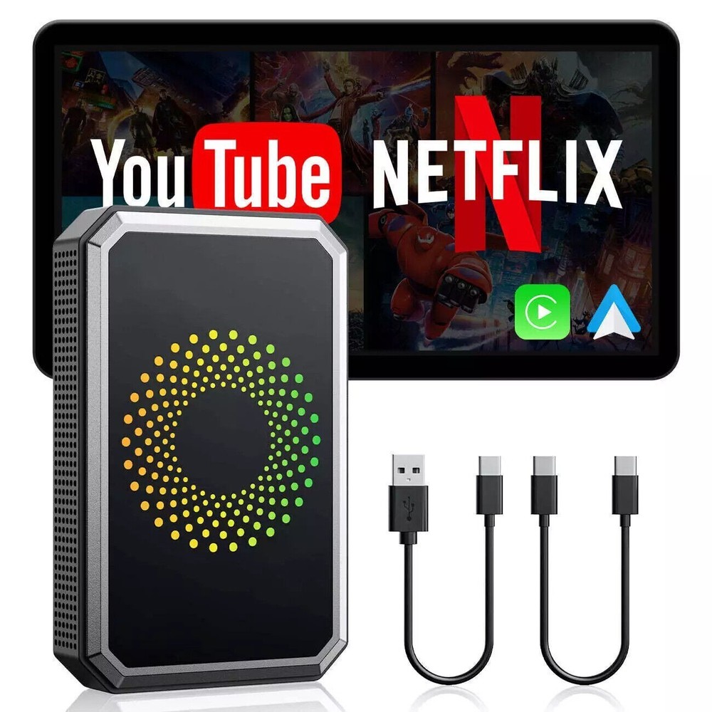 Wireless Carplay Android Auto AI Box Android 12 Netflix YouTube WiFi Adapter