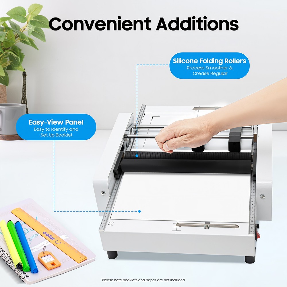 A3 Booklet Folding Binding Machine Paper Stapling Making Book Stapler Office 60W