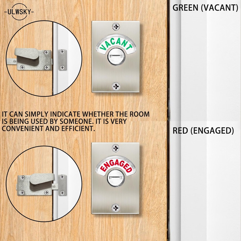 2Pcs Latch Indicating Lock,Latch Indicator Bolt,Privacy Partition Silver,2pcs