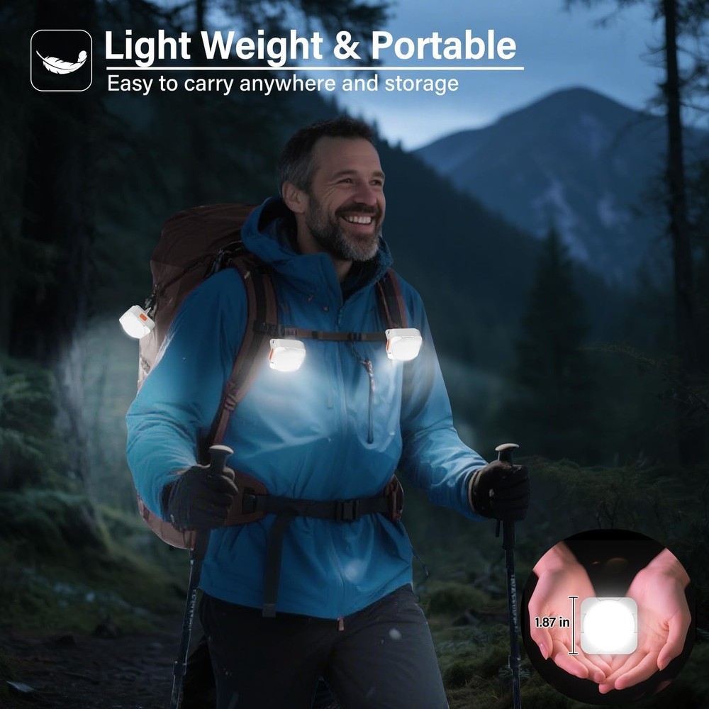 Rechargeable Camping Lights FLY2SKY 2Pcs White Tent Mini 2 Pcs,