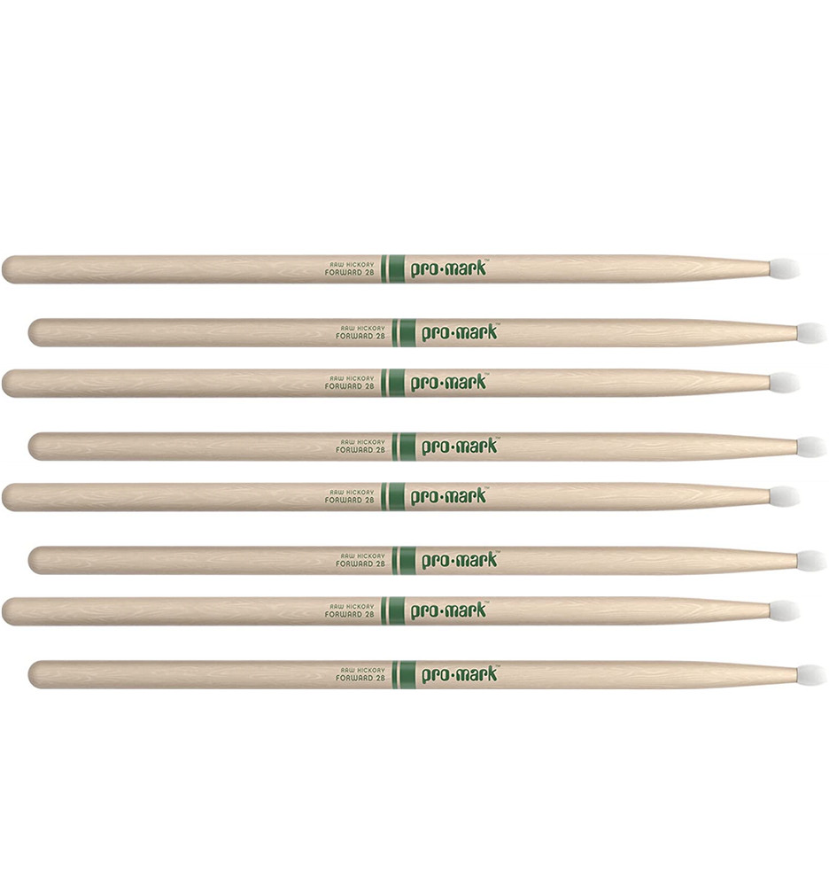 4 PACK ProMark Classic Forward 2B Raw Hickory Drumsticks, Oval Nylon Tip