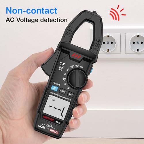 Clamp Meter, Digital Clamp Multimeter Voltage 600A AC DC Current Meter Black