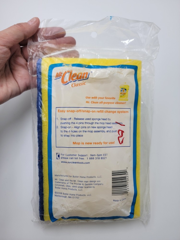 New Mr Clean Sponge Mop With Scrubber Refill CLASSIC