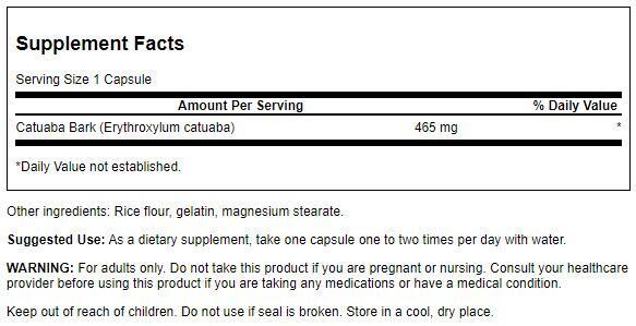 Swanson Catuaba Bark 465 mg 120 Capsules