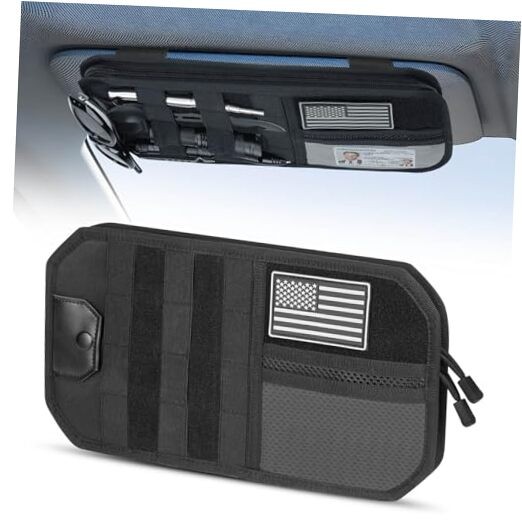 Molle Visor Organizer for Car, 1000D Polyester Tactical Panel Sun Black