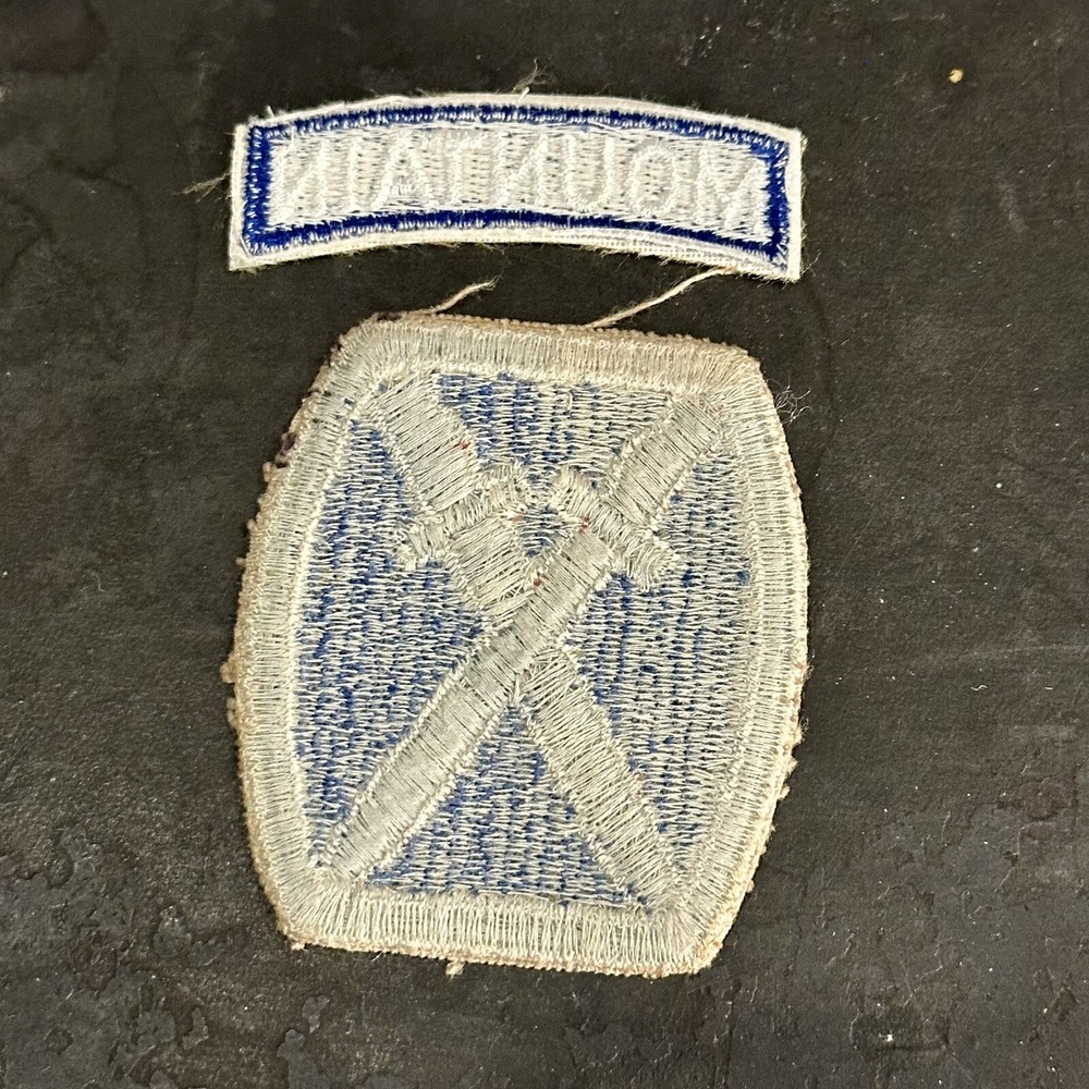 WWII 10th Mountain Division Patch 2 Piece w/ Tab Original