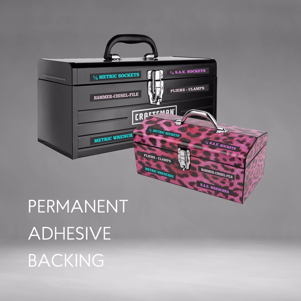 Ladies Edition - Adhesive TOOLBOX LABELS Organize Wrenches & Tools fast & easy