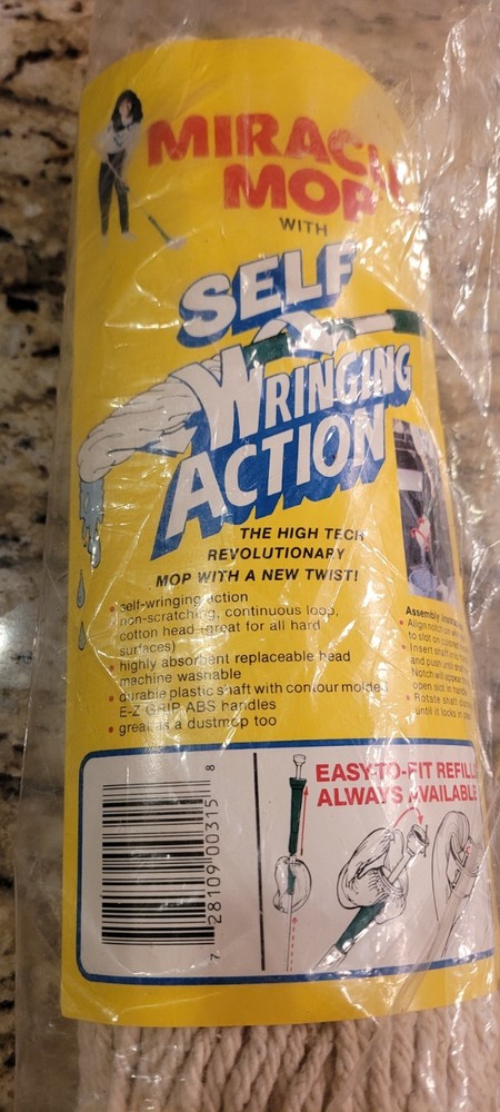 Vtg Miracle Mop Refill Replacement Mop Head Model #315 NEW