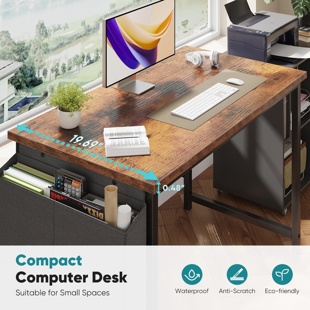 31" Computer Desk W/ Metal Frame Waterproof Surface & Storage Bag – Perfect