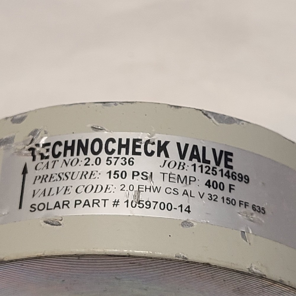 TECHNOCHECK VALVE No. 2.0 5736, WAFER SPRING CHECK VALVE 2" 150 PSI,
