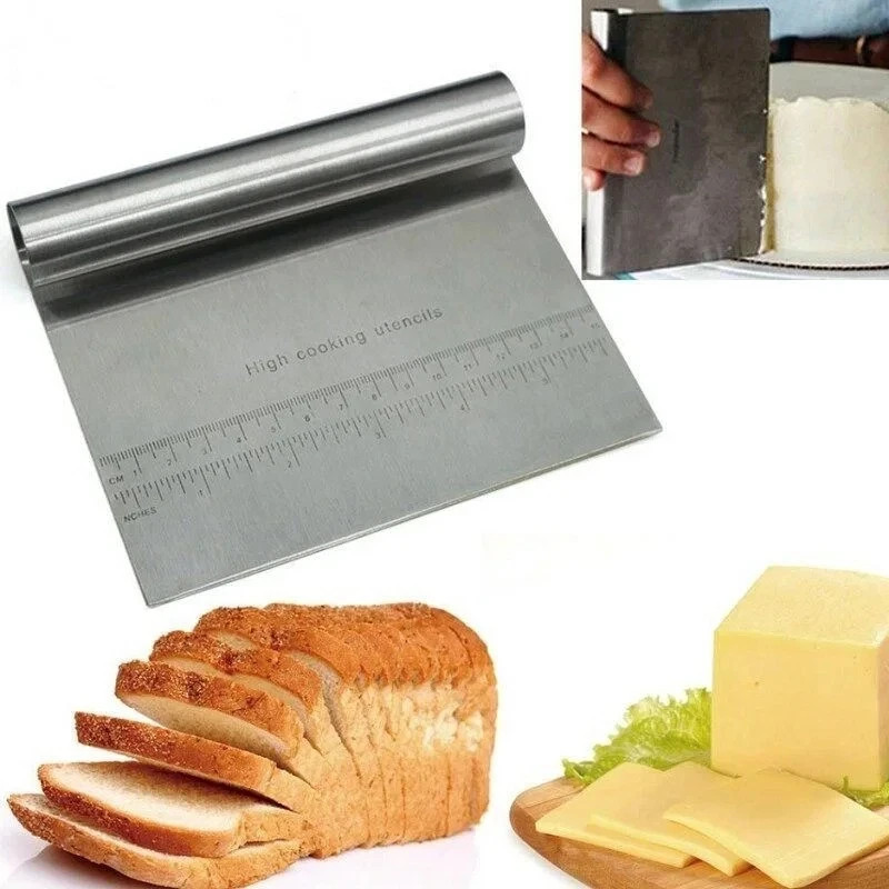 Stainless Steel Bench Scraper / Chopper With Ruler Dough Cutter Chopper Kitchen