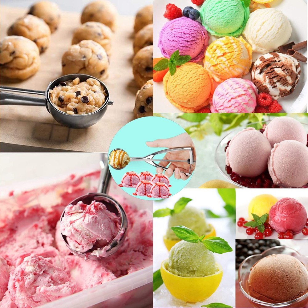 Cookie Scoop, Ice Cream Scooper set with Trigger, Small, Medium and Large Sta...