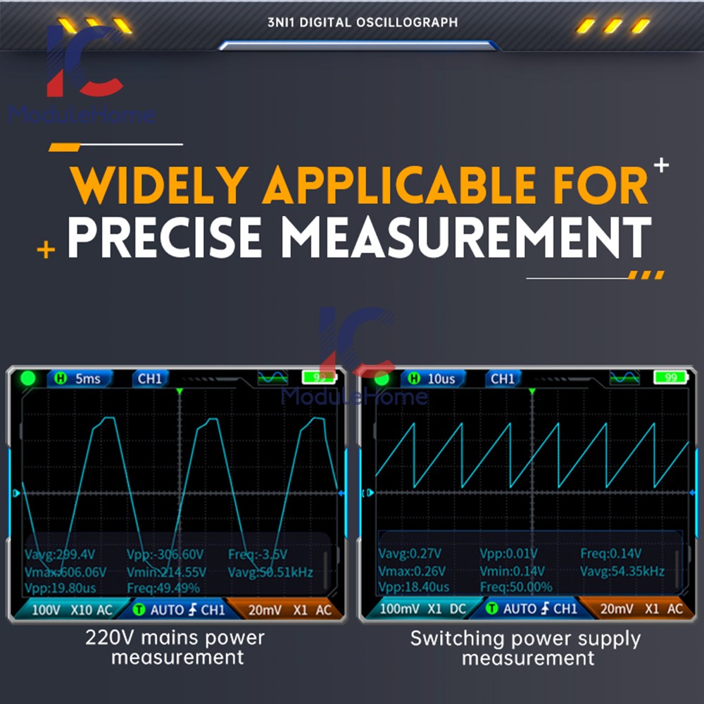 FNIRSI 3-IN-1 Handheld Digital Oscilloscope Multimeter Function Signal Generator