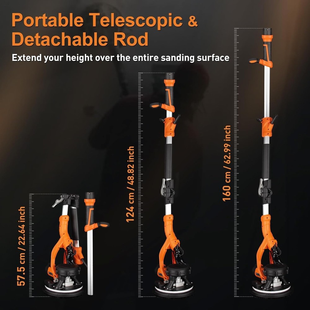 Efficient Dustless Drywall Sander with 360 LED Light