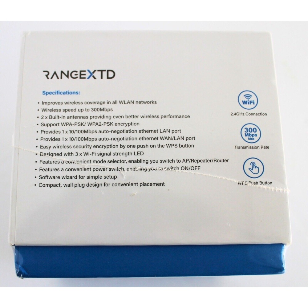 RANGEXTD WiFi Range Extender: Wireless Coverage Speed up to 300Mbps NEW in Box