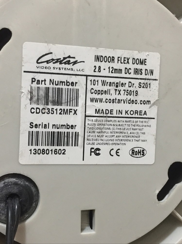Costar Video Systems Indoor Flex Dome CDC3512MFX