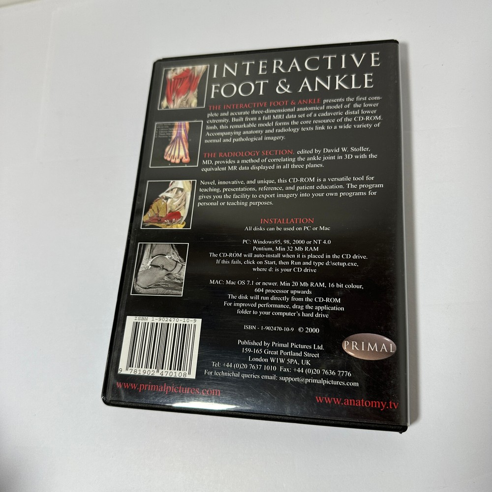 Interactive Foot & Ankle CD-ROM for Windows / Mac Used Free Shipping